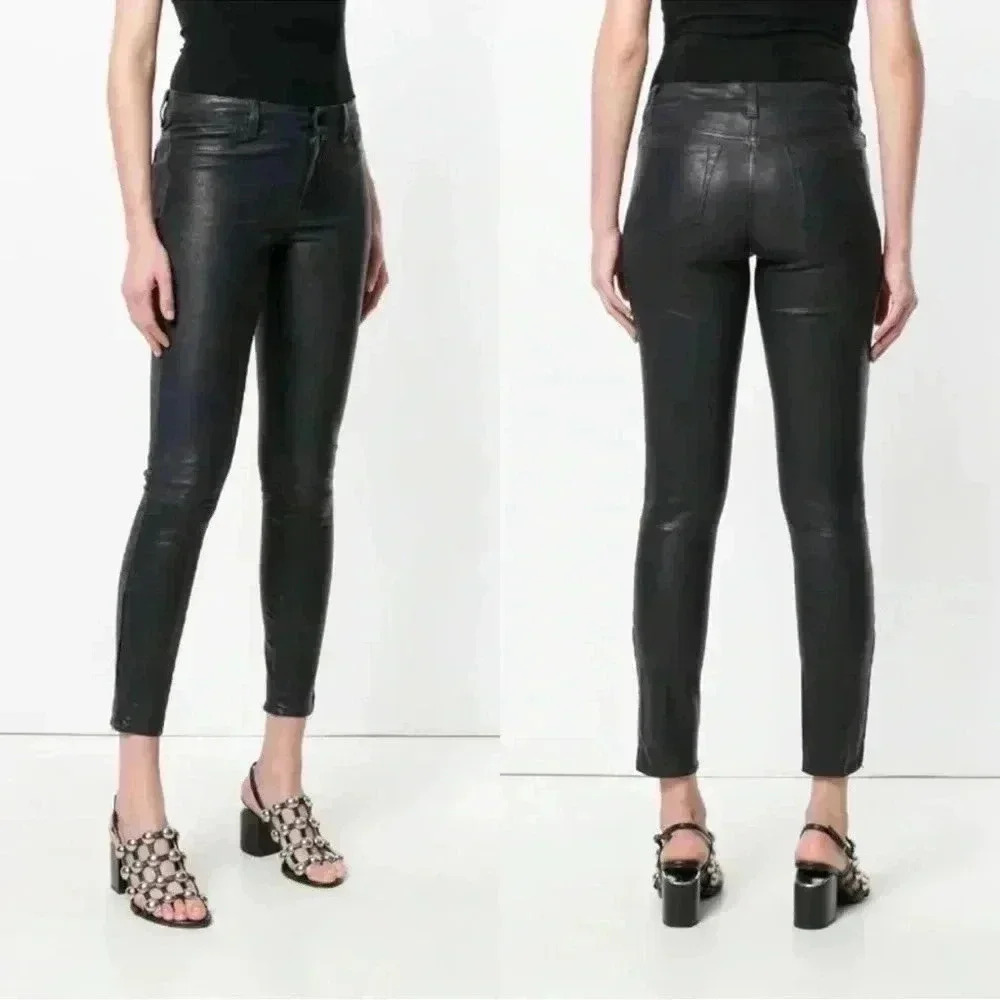New J Brand Lamb Leather Skinny Pants Sz 28